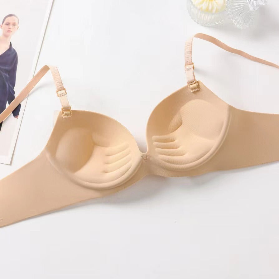 Seamless Feather Design Hand Shape Medium Padded Daily Wear Bra