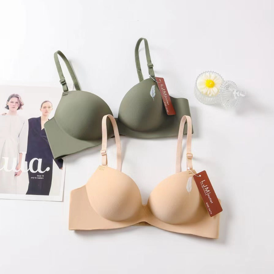 Seamless Feather Design Hand Shape Medium Padded Daily Wear Bra