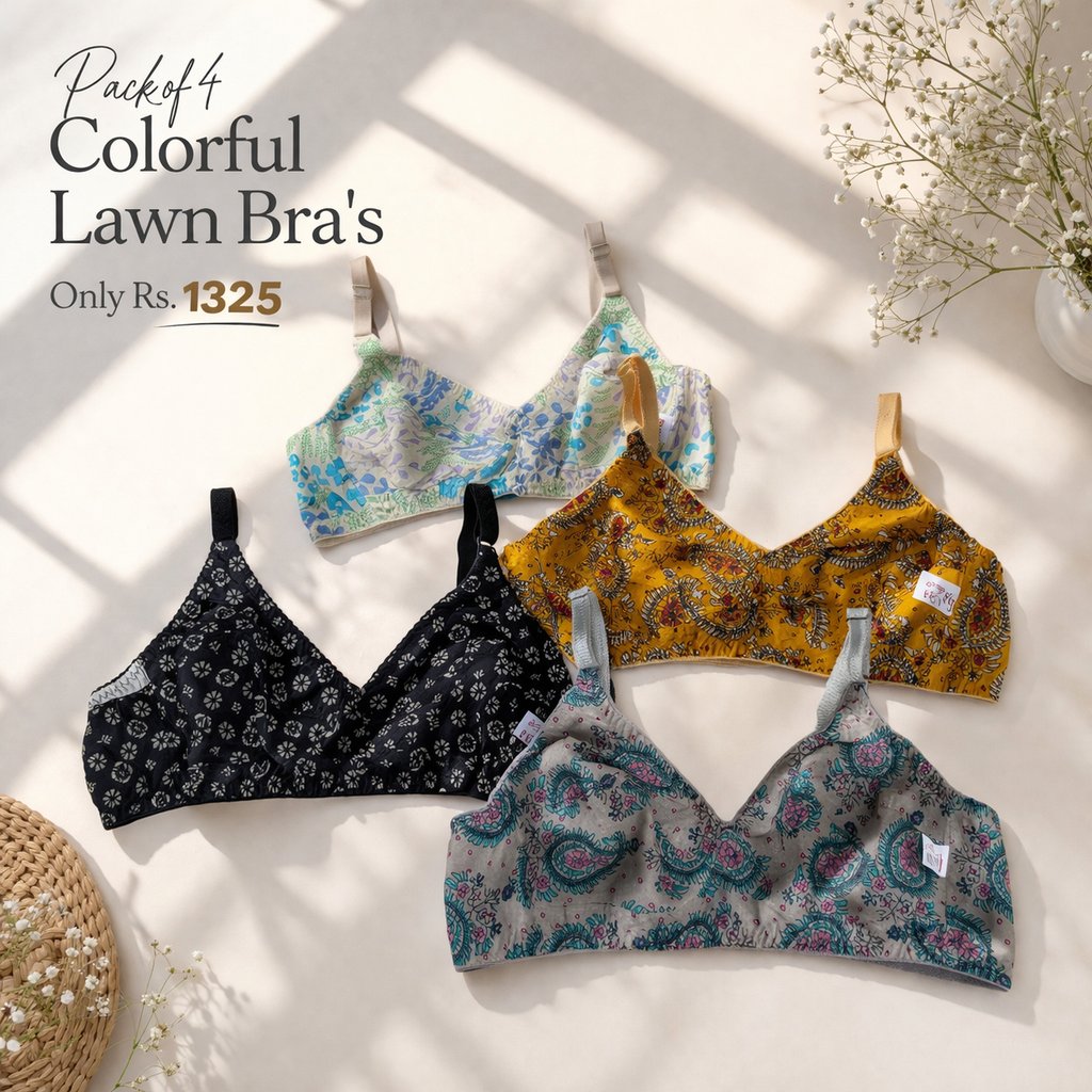 Pack of 4 Easywear Colorful Lawn Bra's