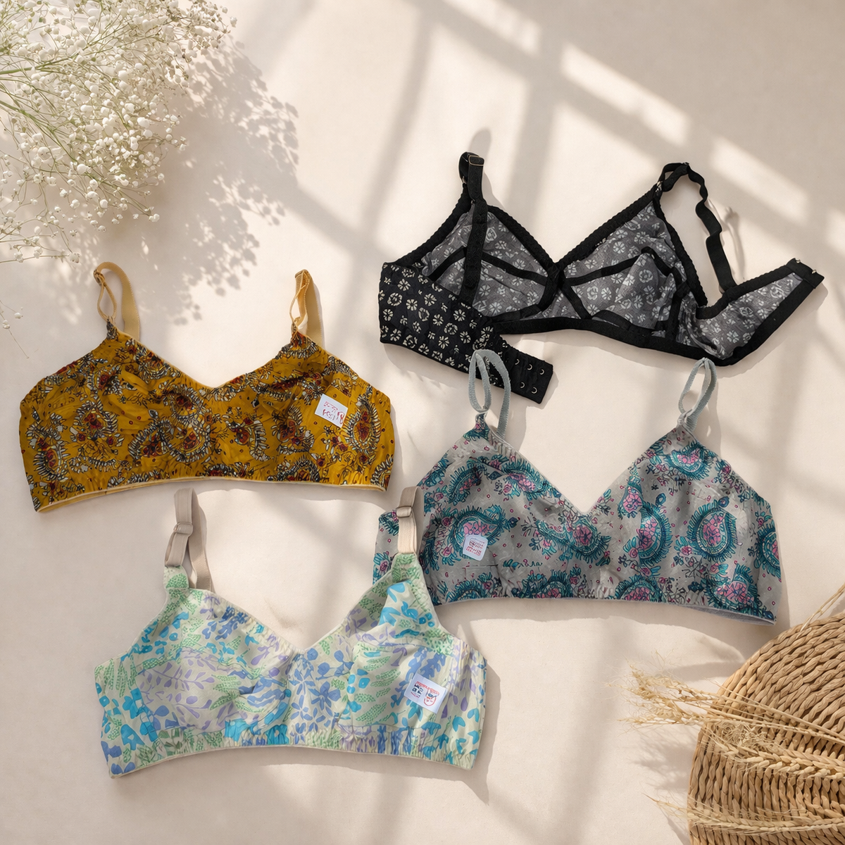 Pack of 4 Easywear Colorful Lawn Bra's