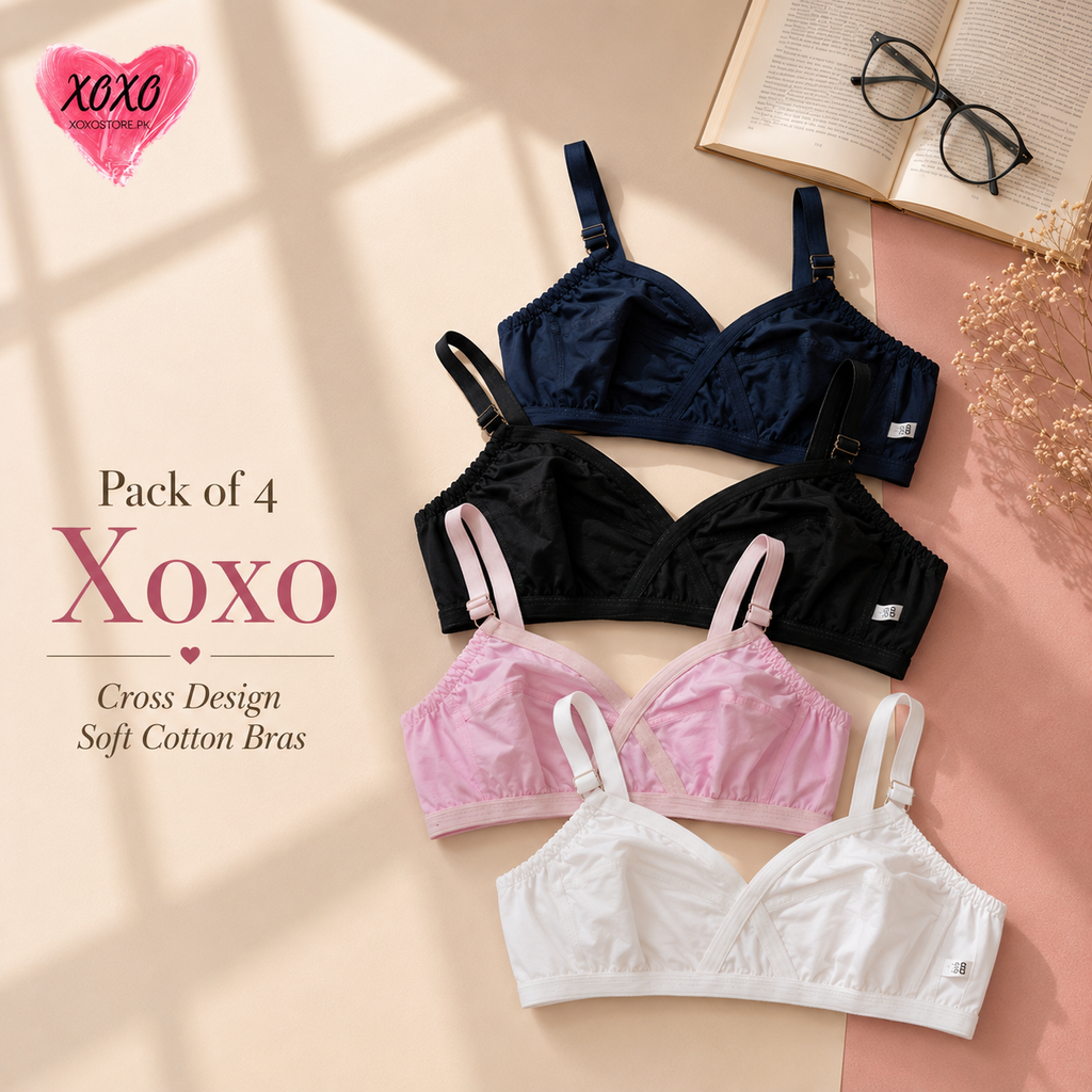 Pack of 4 Easywear Cross Design Very Soft Cotton Bras