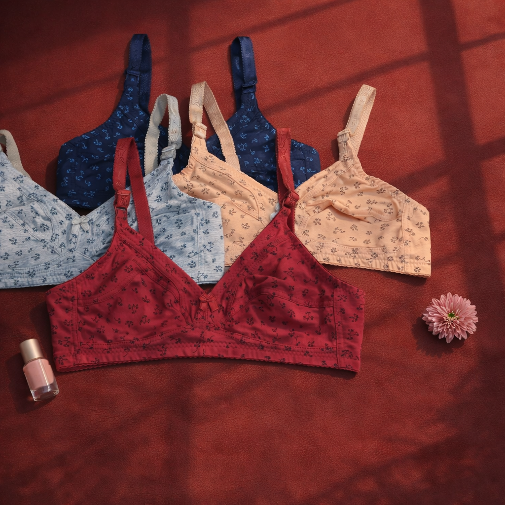 Small Flower Design Very Fine Quailty Daily Wear Jersey Bra