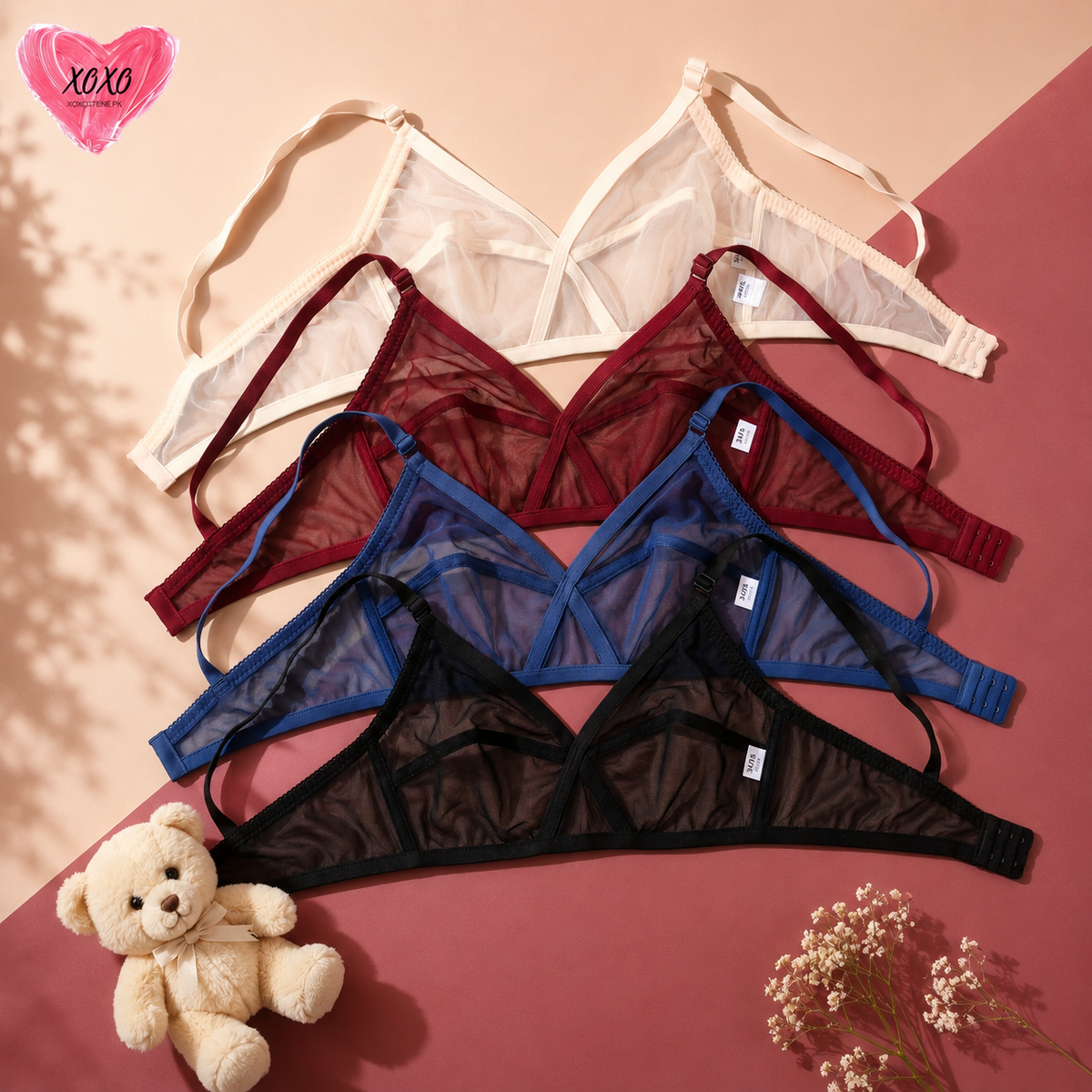 Pack of 4 Hollow Easywear Soft Net Bra