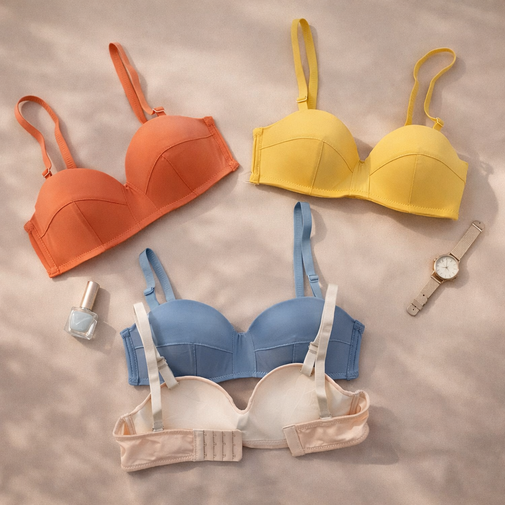 Double Padded Removeable Straps Smooth Pushup Bra