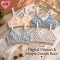 Pack of 4 Easywear Digital Printed & Simple Cotton Bra's