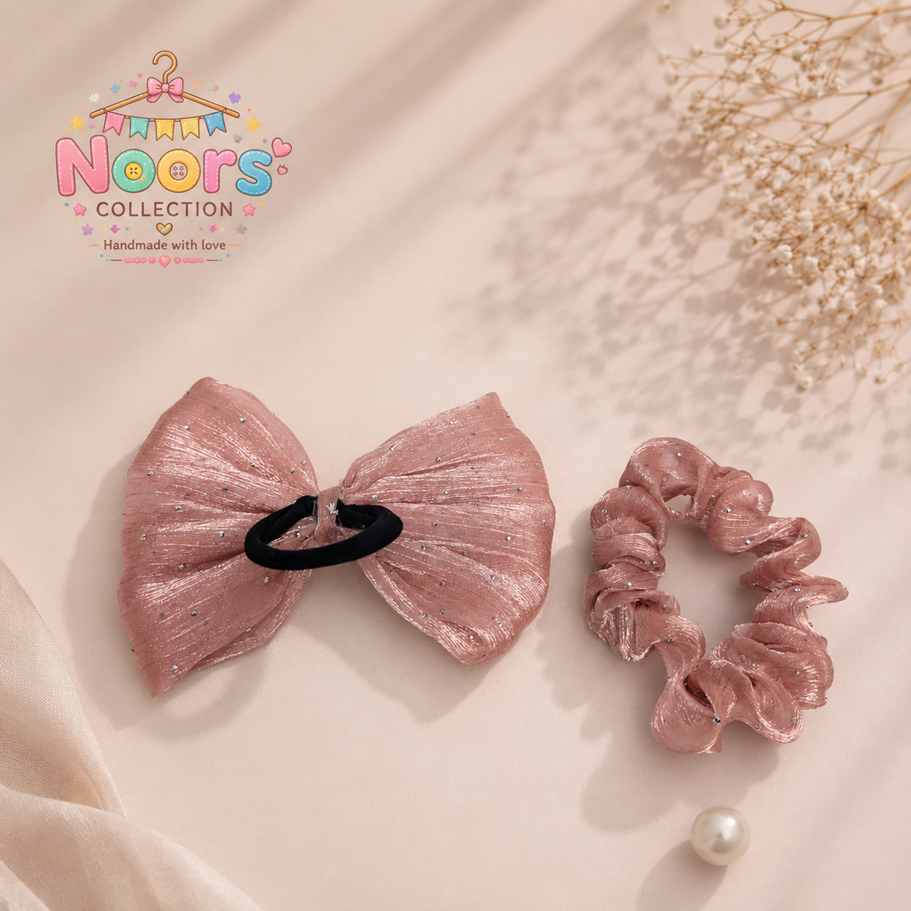 Pack of 2 Round & Bow Scrunchies By Noor's Collection