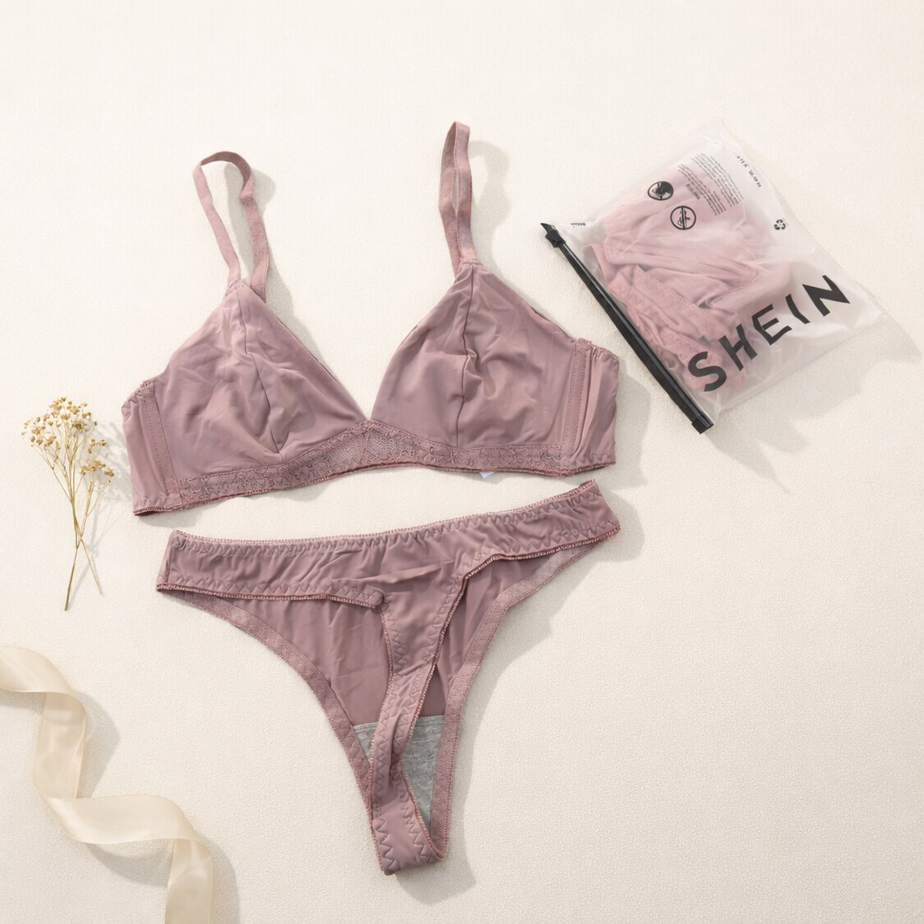 Very Soft & Smooth Non Padded Bra & Thongs Set ( SHEIN)