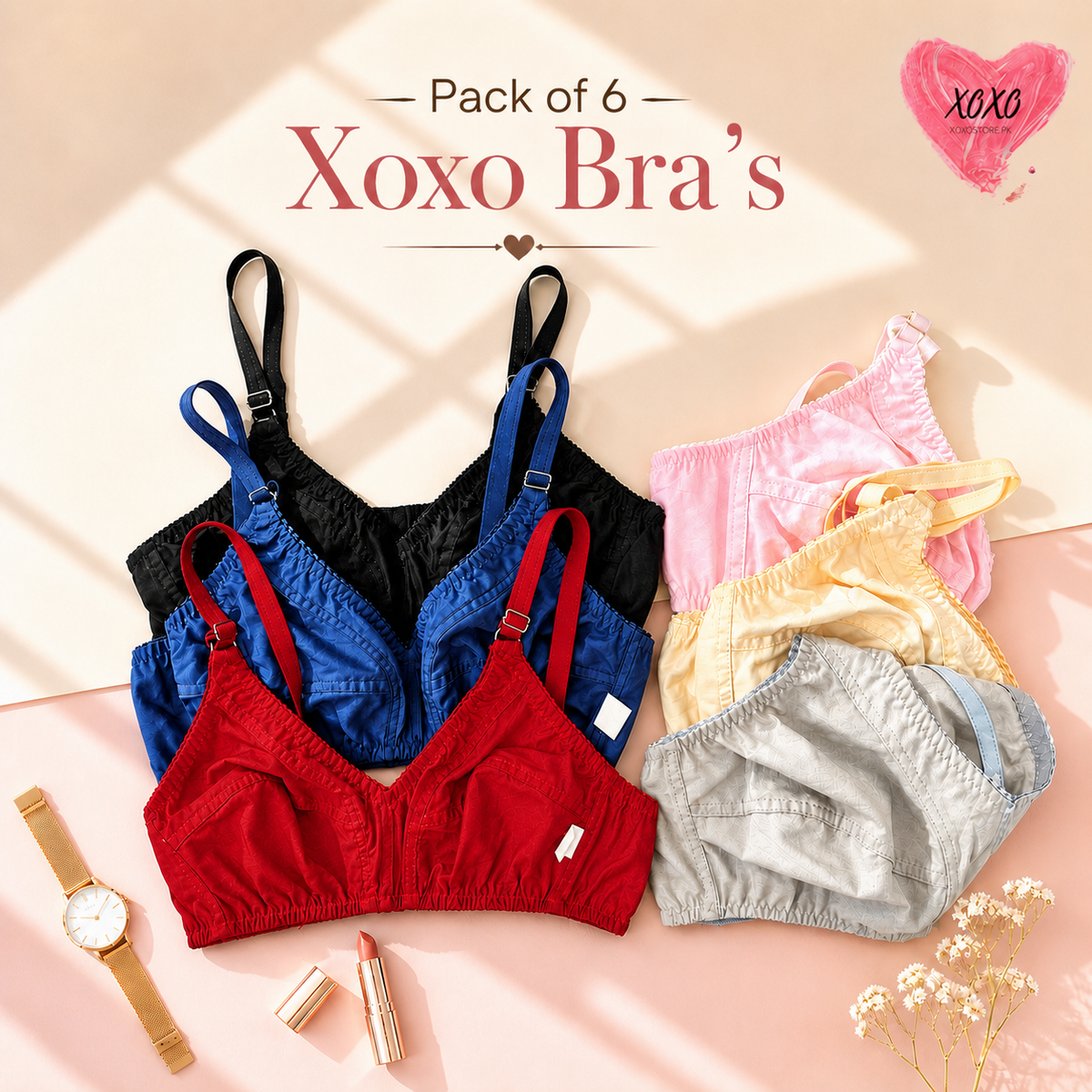 Pack of 6 Easywear Daily Wear Cotton Bra's