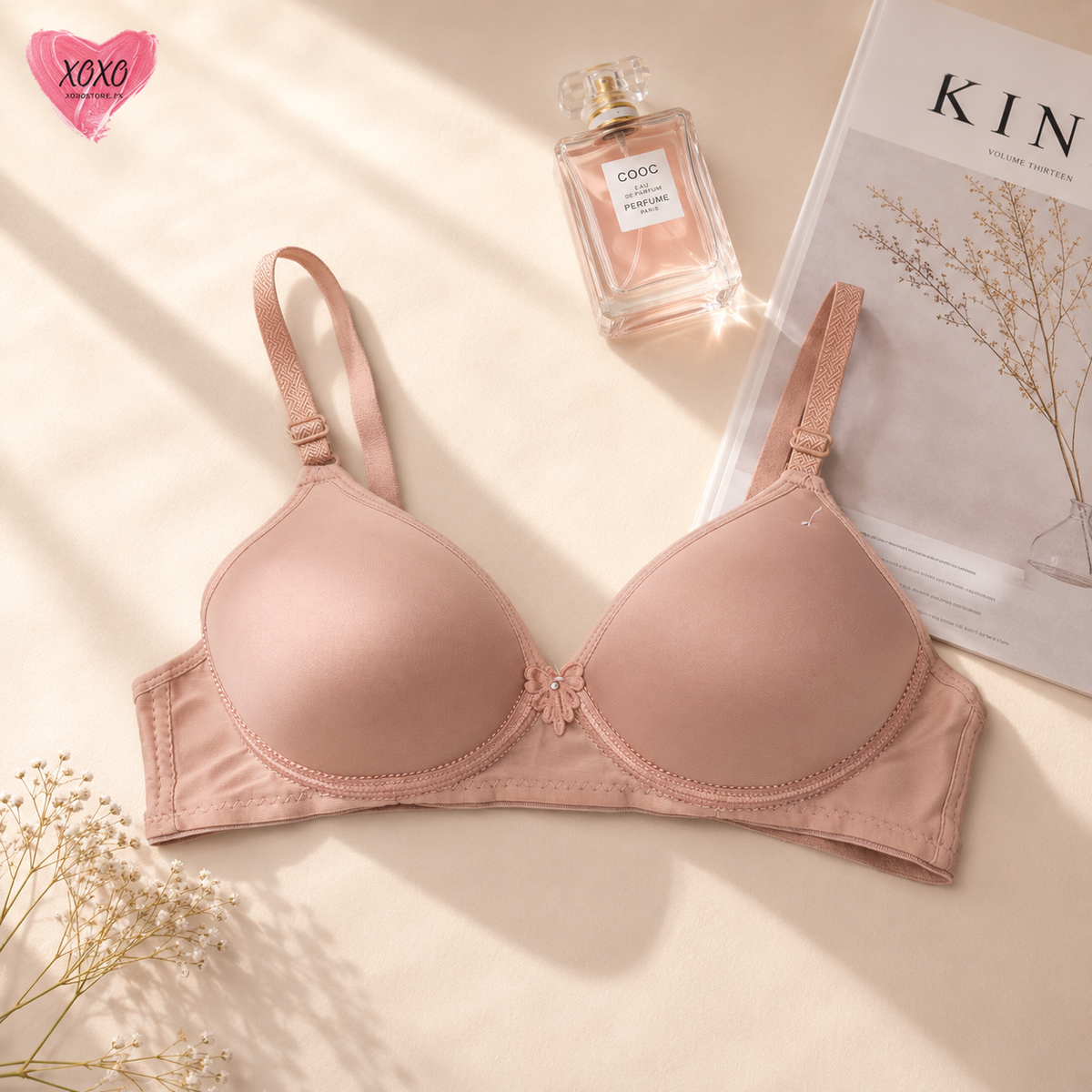 Single Padded Flower Design Soft Bra