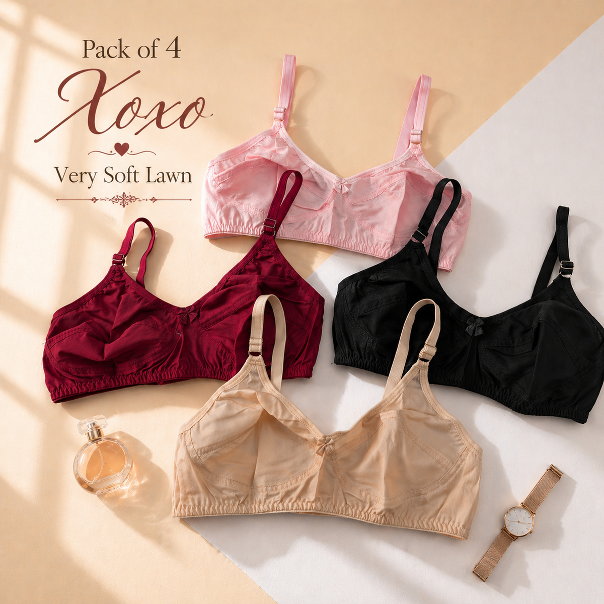 Pack of 4 Very Very Soft Lawn Bra's