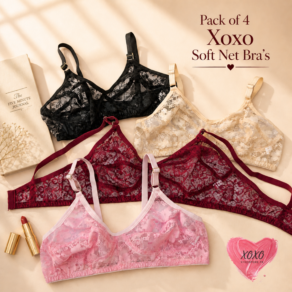 Pack of 4 Easywear Soft Net Daily Wear Bra's
