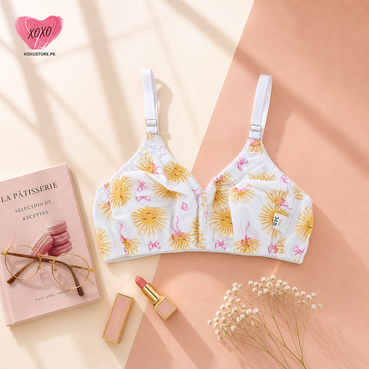 Pack of 4 Easywear Digital Printed & Simple Cotton Bra's