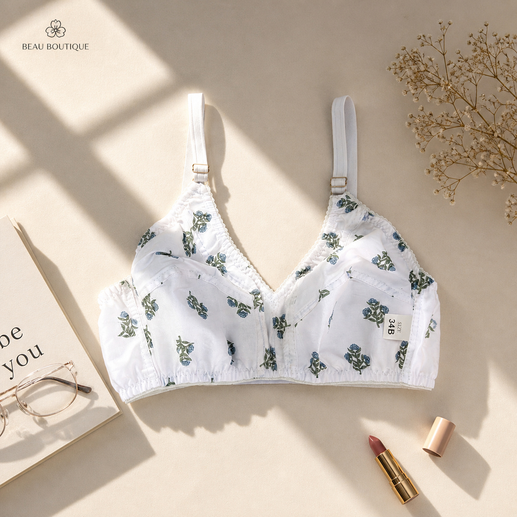 Pack of 4 Easywear Digital Printed & Simple Cotton Bra's