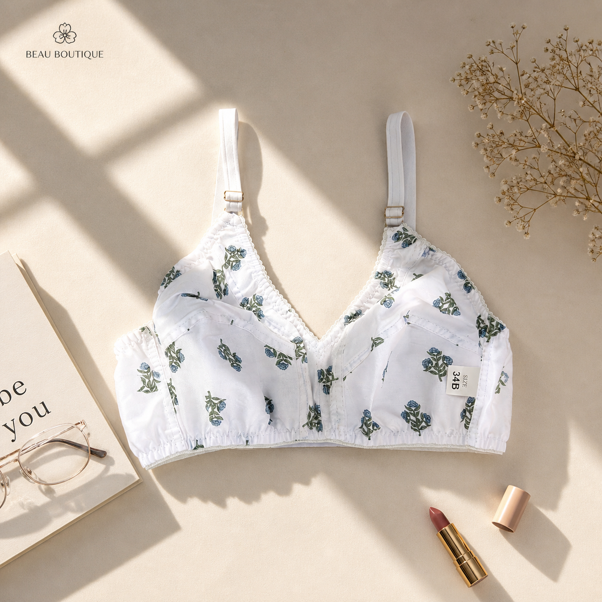 Pack of 4 Easywear Digital Printed & Simple Cotton Bra's