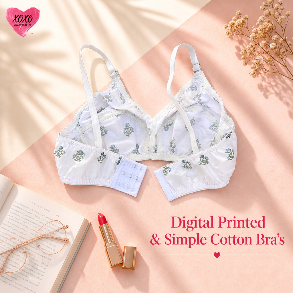 Pack of 4 Easywear Digital Printed & Simple Cotton Bra's