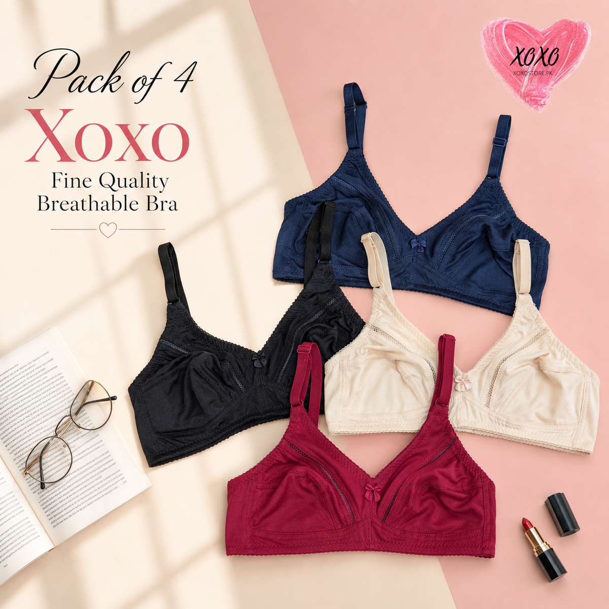 Pack of 4 Easywear Fine Quailty Breathable Bra