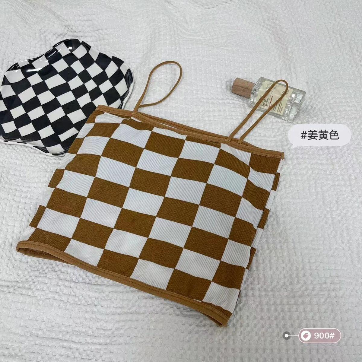 Chess Design Light Padded Camisole/Long Bra
