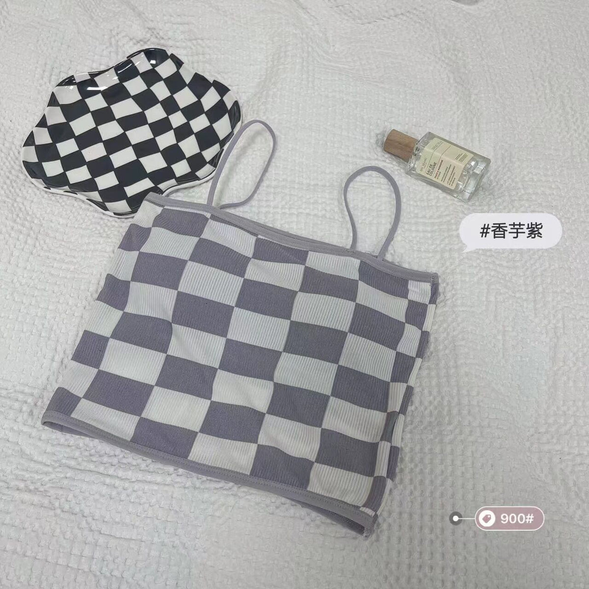 Chess Design Light Padded Camisole/Long Bra