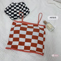 Chess Design Light Padded Camisole/Long Bra