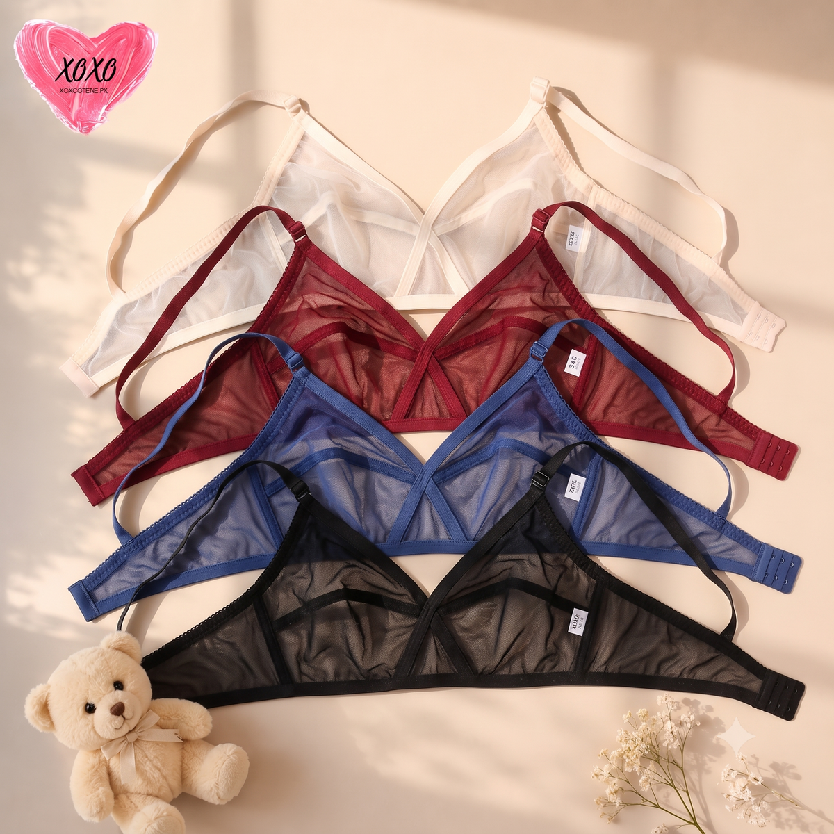 Pack of 4 Hollow Easywear Soft Net Bra