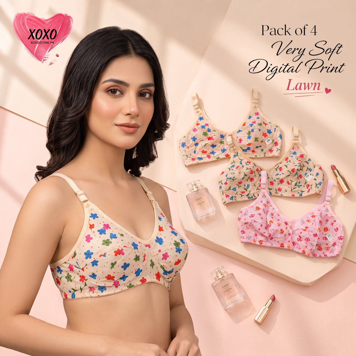 Pack of 4 Very Soft Digital Print Lawn