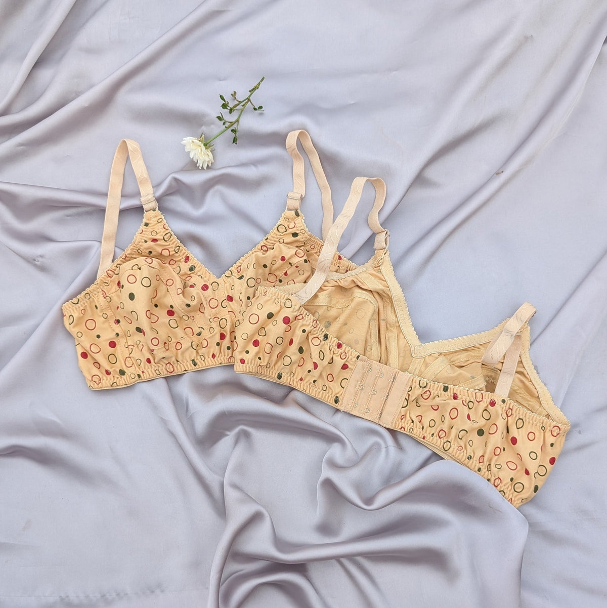 Red Black Dotted Blended Cotton Bra