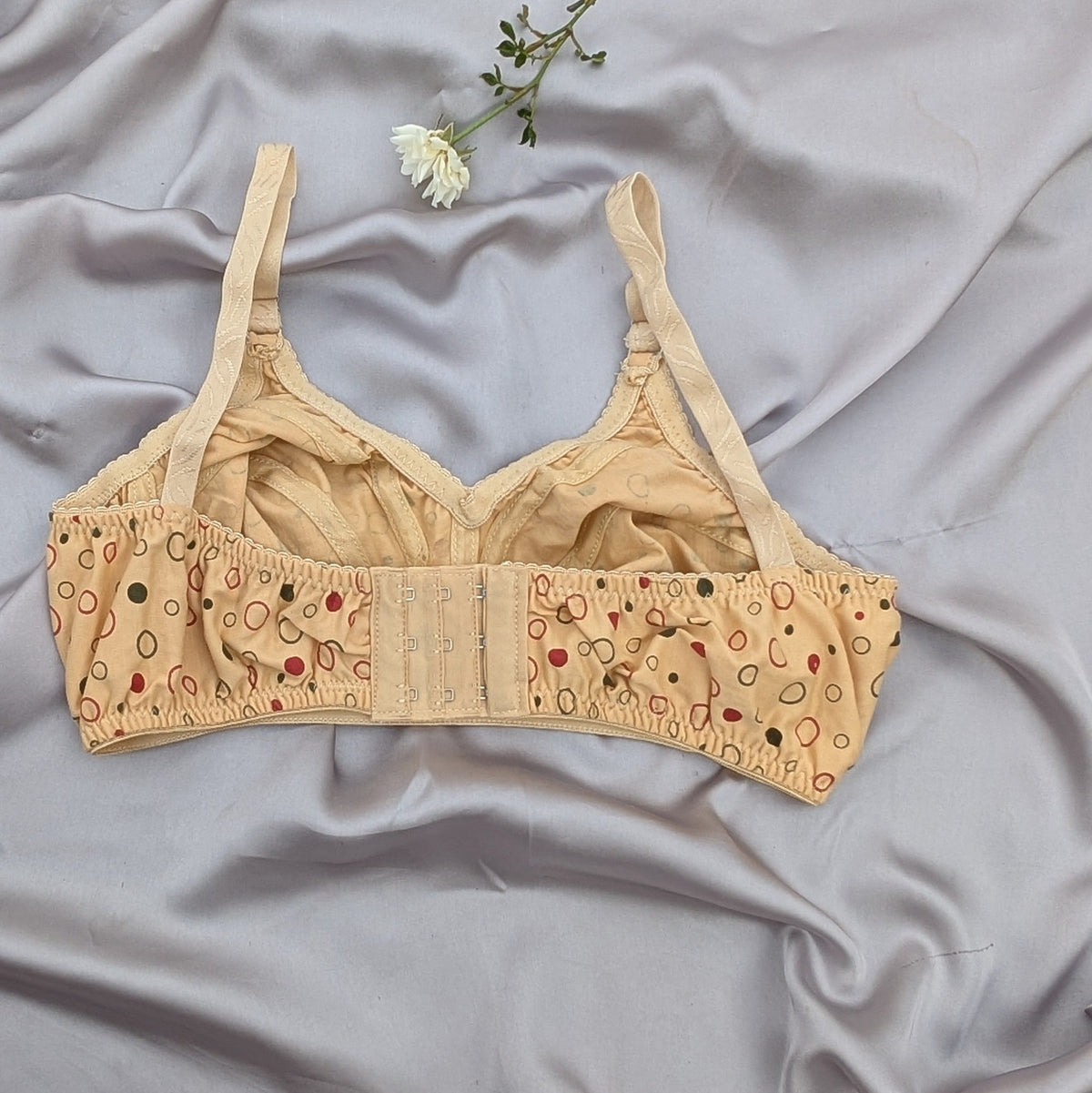 Red Black Dotted Blended Cotton Bra