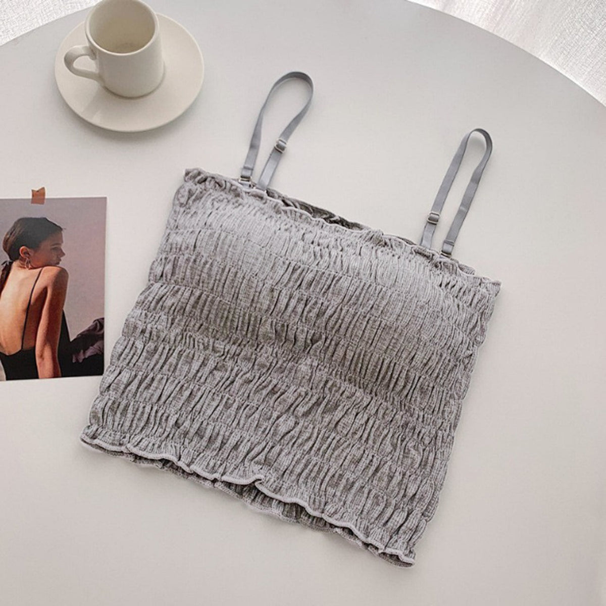 Very Very Light Padded Wrinkle Type Short Camisole