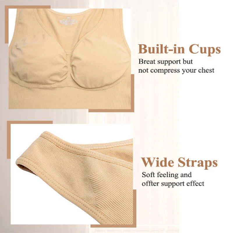 Comfort Wear built-in bra and wide strap details