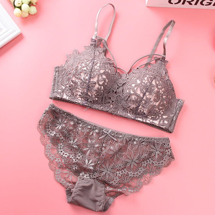 Floral Light Padded Bridal Wear Bra & Underwear Set