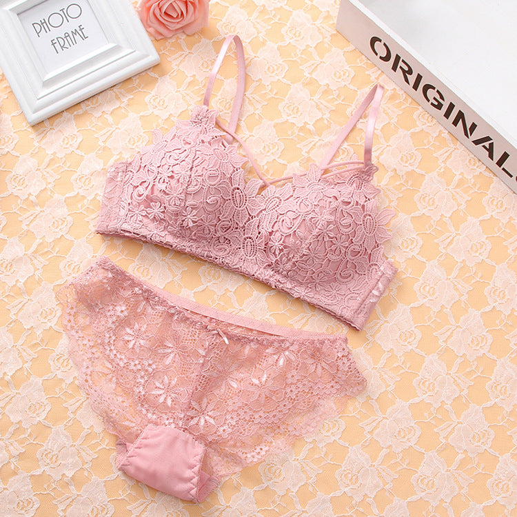 Floral Light Padded Bridal Wear Bra & Underwear Set