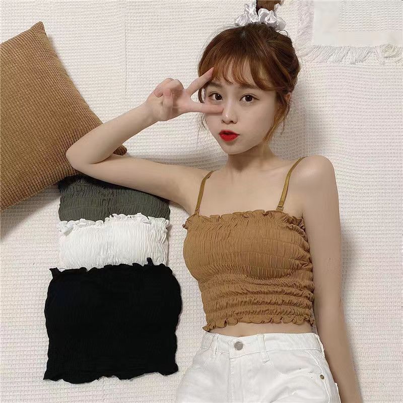 Very Very Light Padded Wrinkle Type Short Camisole